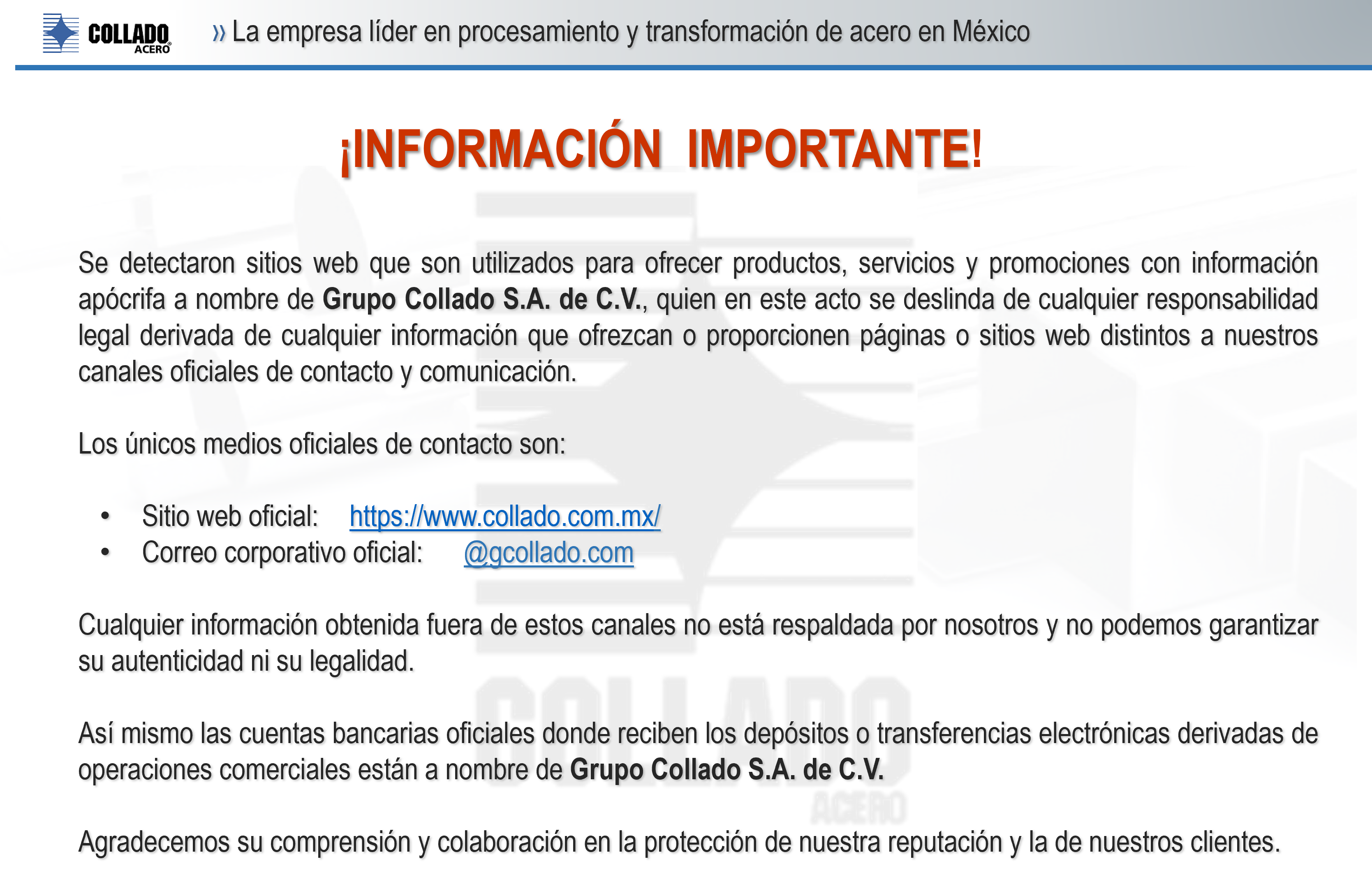 Grupo Collado S.A de C.V. Sitio Oficial